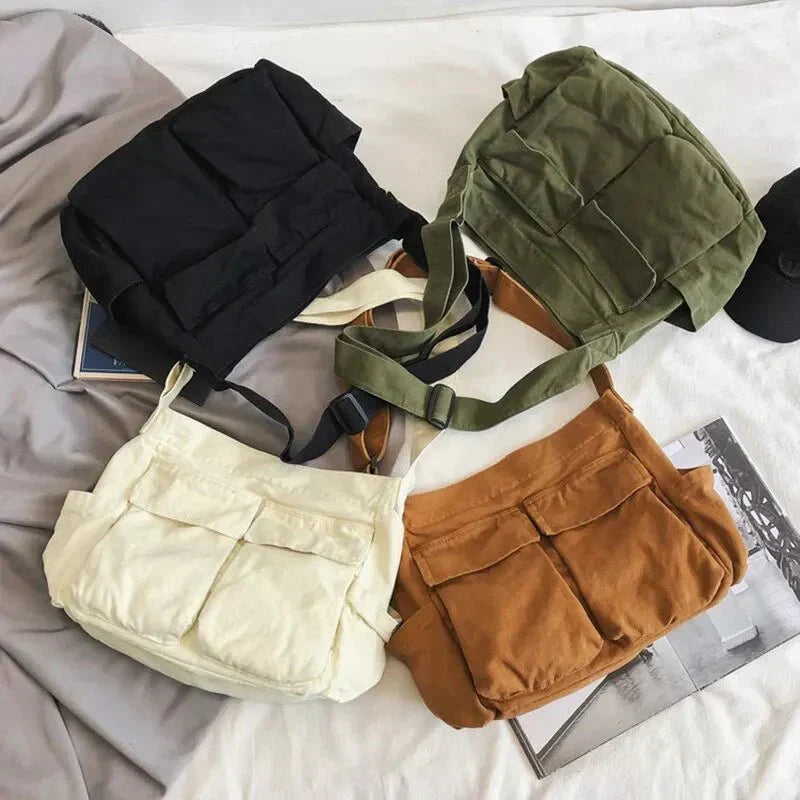Canvas-Schultertasche für Damen – Vintage und geräumig