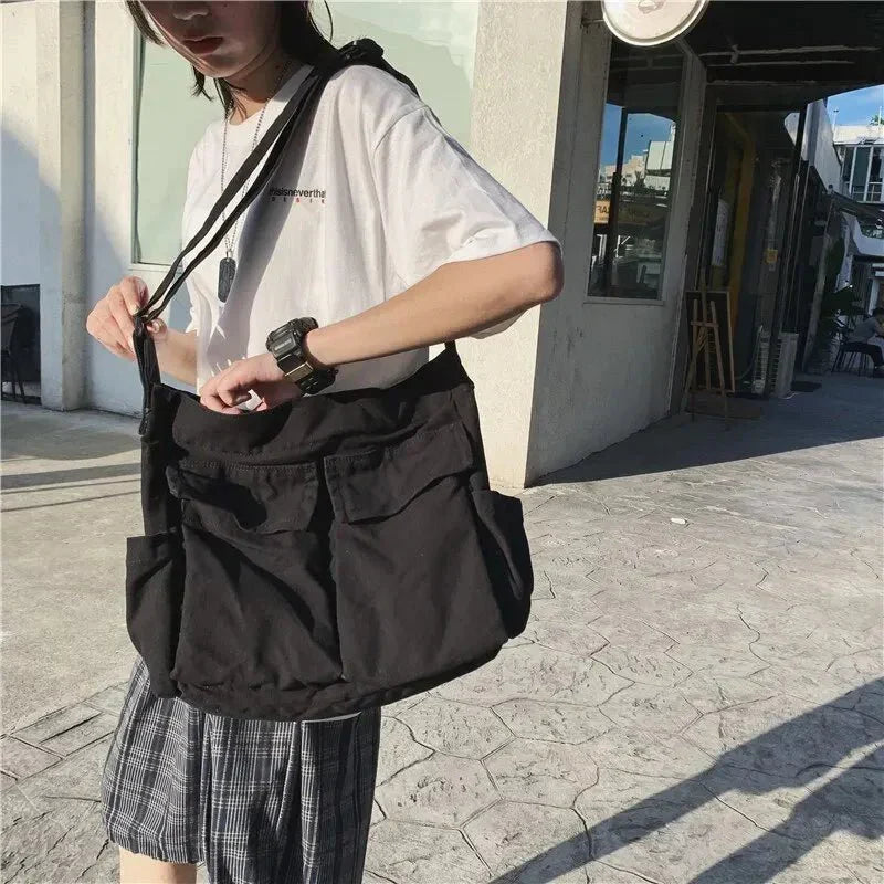 Canvas-Schultertasche für Damen – Vintage und geräumig