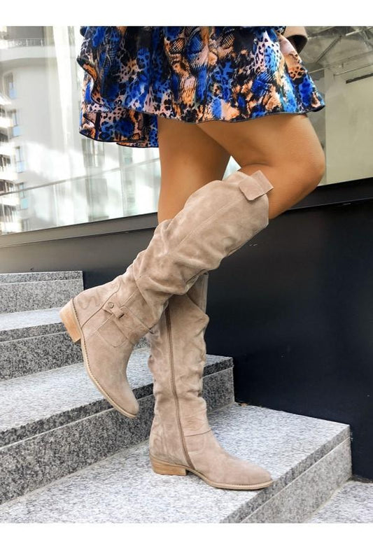 Lederstiefel in Veloursoptik - Elegant und bequem