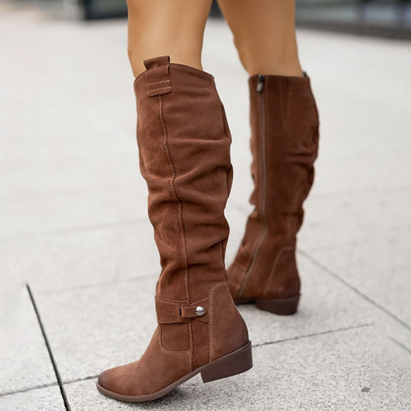 Lederstiefel in Veloursoptik - Elegant und bequem