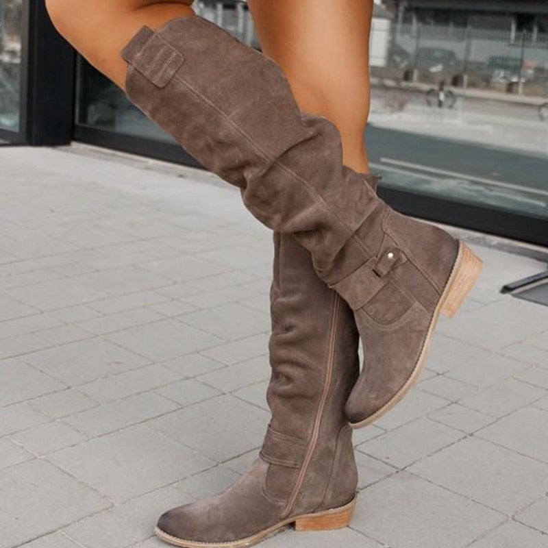 Lederstiefel in Veloursoptik - Elegant und bequem
