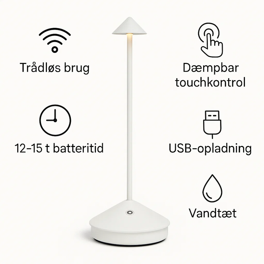 Kabellose Tischlampe mit einstellbarer Helligkeit und wasserdichtem Design
