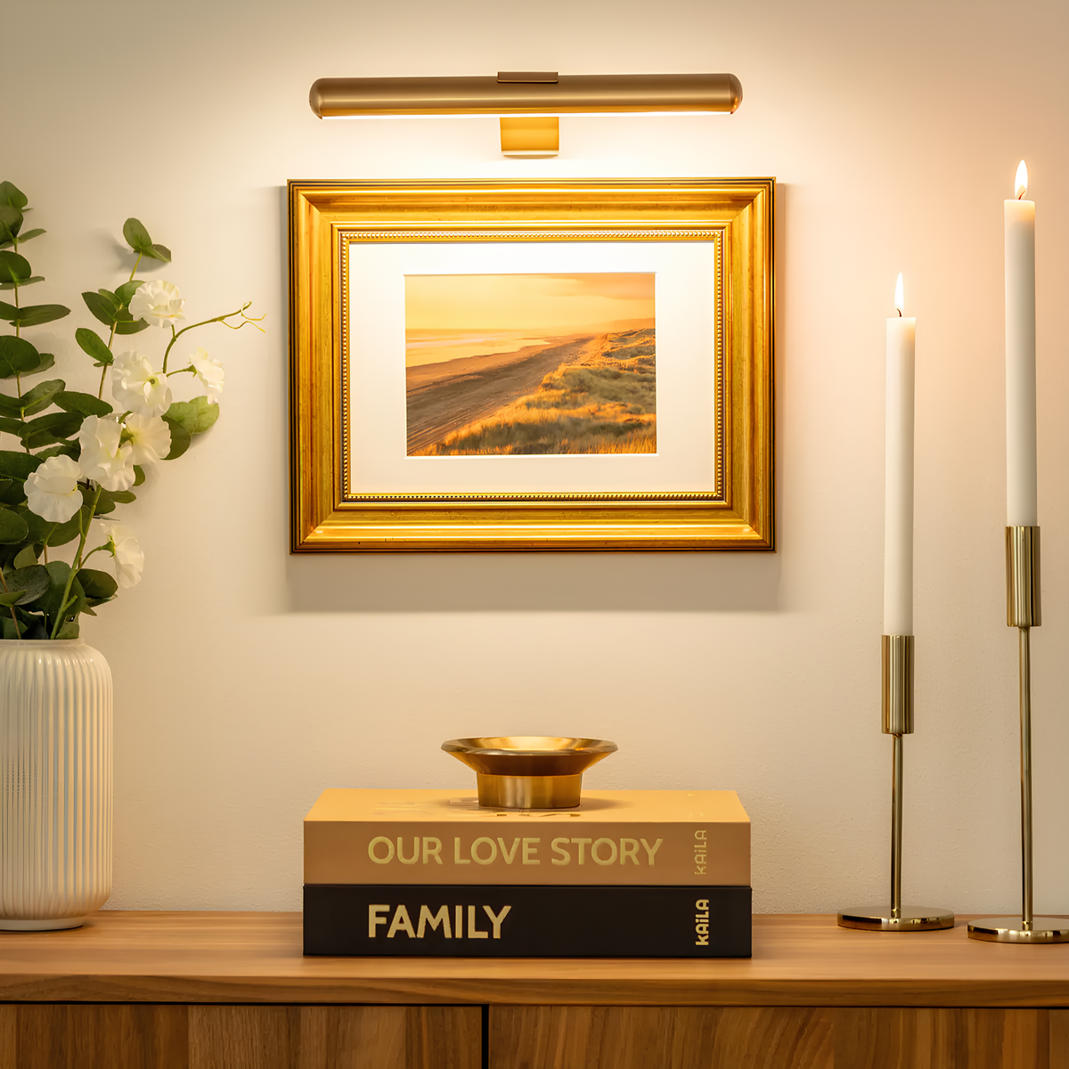 Kabellose LED-Bilderleuchte – wiederaufladbare Wandlampe mit Fernbedienung, dimmbar