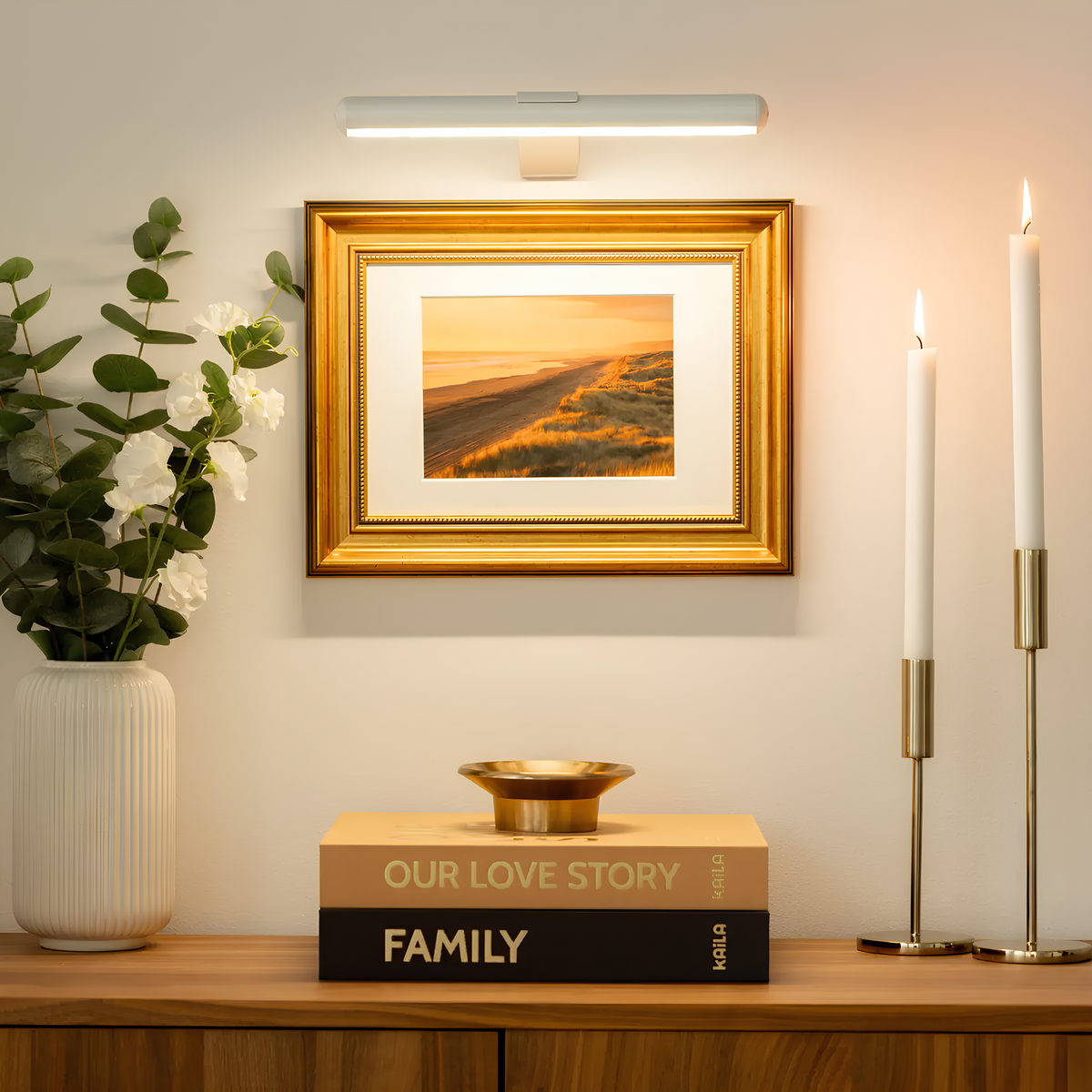 Kabellose LED-Bilderleuchte – wiederaufladbare Wandlampe mit Fernbedienung, dimmbar