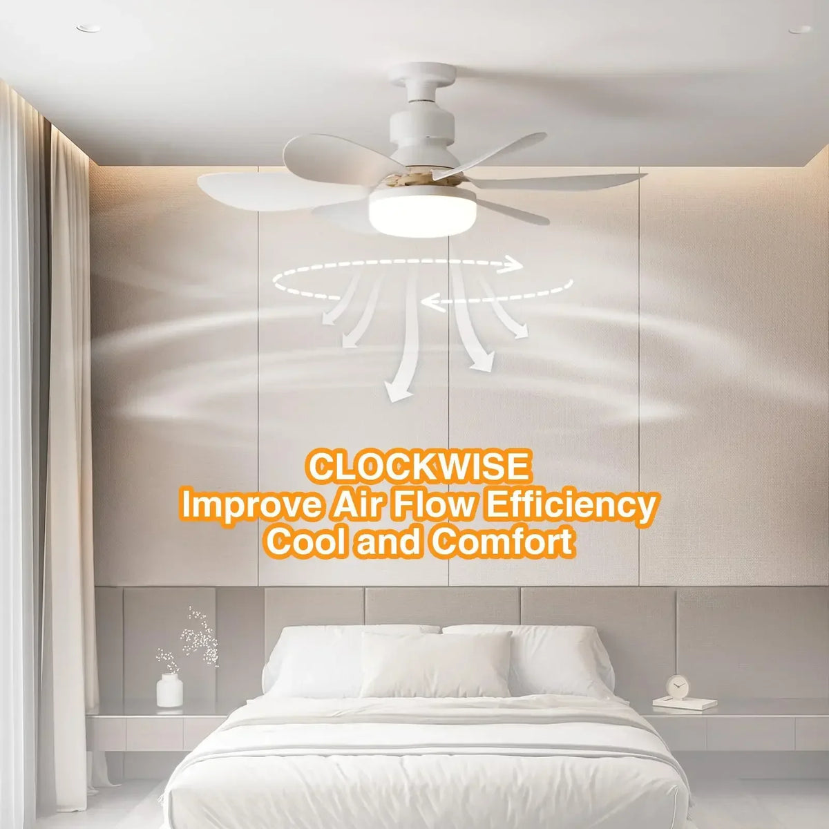 Kabelloser Deckenventilator mit LED-Beleuchtung und Fernbedienung