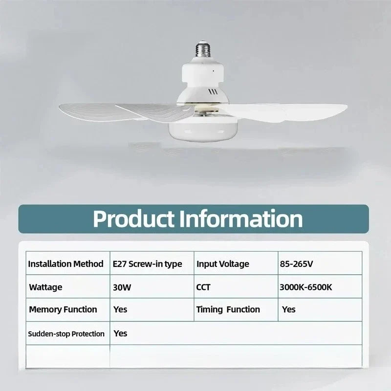 Kabelloser Deckenventilator mit LED-Beleuchtung und Fernbedienung