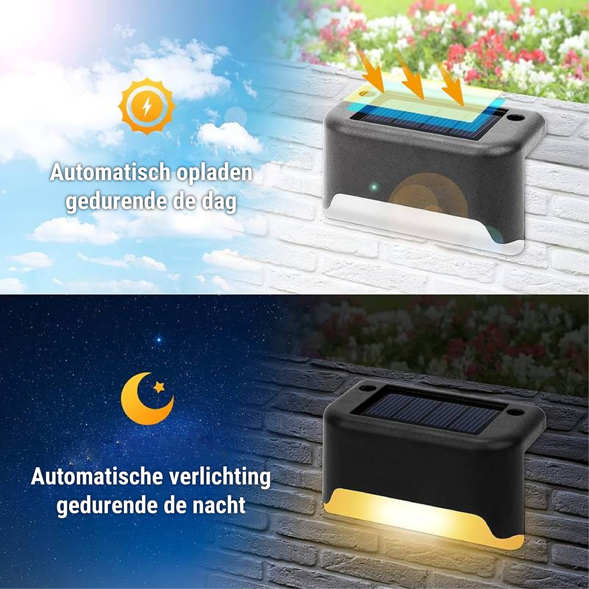Kabellose Solar-LED-Wandleuchten | Wetterfest | Energiesparende Gartenbeleuchtung