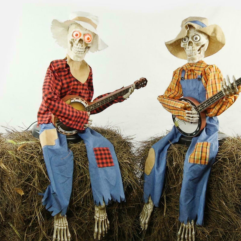 Lustige animierte duellierende Banjo-Skelette