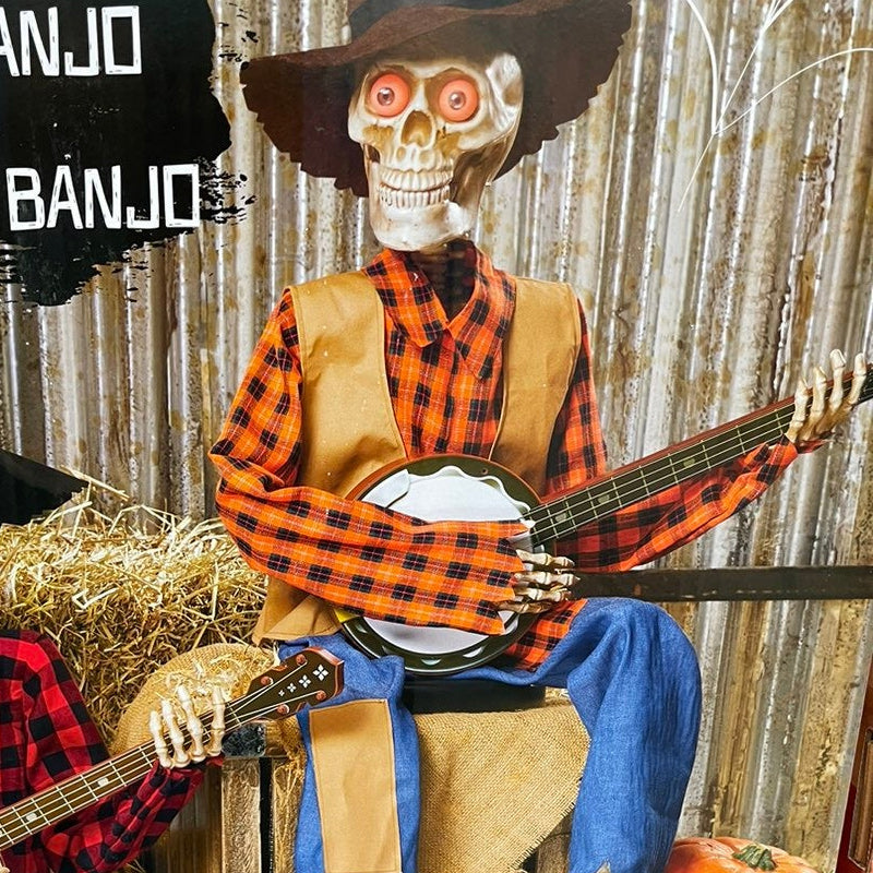 Lustige animierte duellierende Banjo-Skelette
