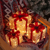 Leuchtende Weihnachts-Geschenkboxen, 3er-Set – Warmweisse LED-Weihnachtsdekoration für drinnen und draussen