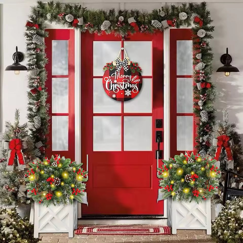 Leuchtender Weihnachtskranz – für Blumentöpfe und Dekoration