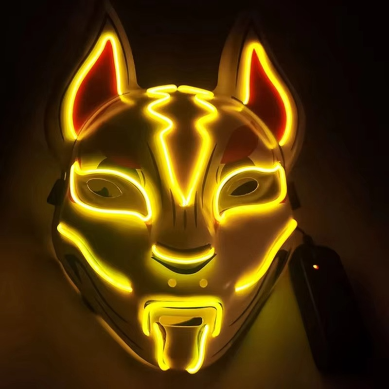 Leuchtende LED-Vollgesichts-Fuchsmaske für Halloween und Cosplay