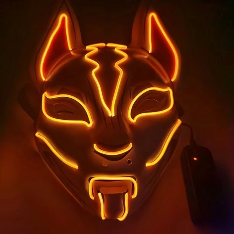 Leuchtende LED-Vollgesichts-Fuchsmaske für Halloween und Cosplay