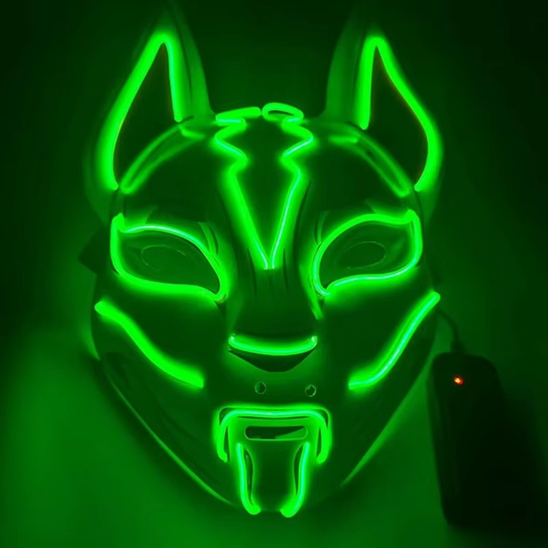 Leuchtende LED-Vollgesichts-Fuchsmaske für Halloween und Cosplay