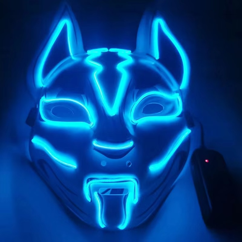 Leuchtende LED-Vollgesichts-Fuchsmaske für Halloween und Cosplay