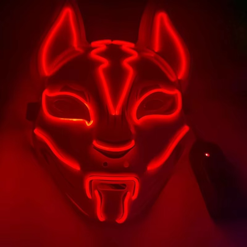 Leuchtende LED-Vollgesichts-Fuchsmaske für Halloween und Cosplay