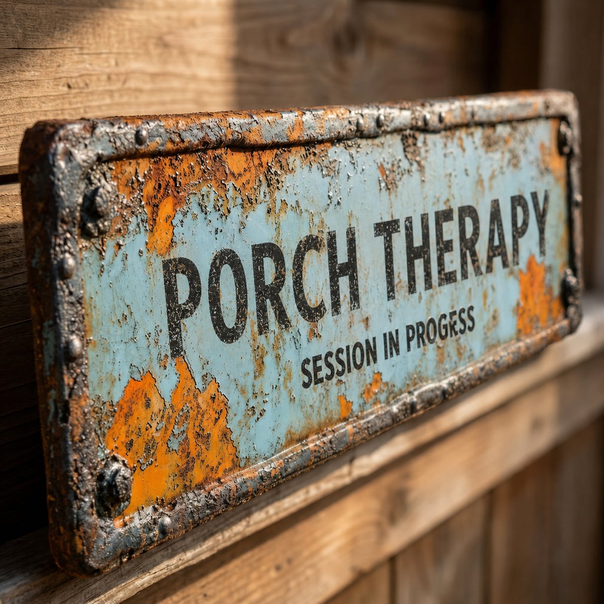 Wandschild Porch Therapy im Vintage-Farmhouse-Stil