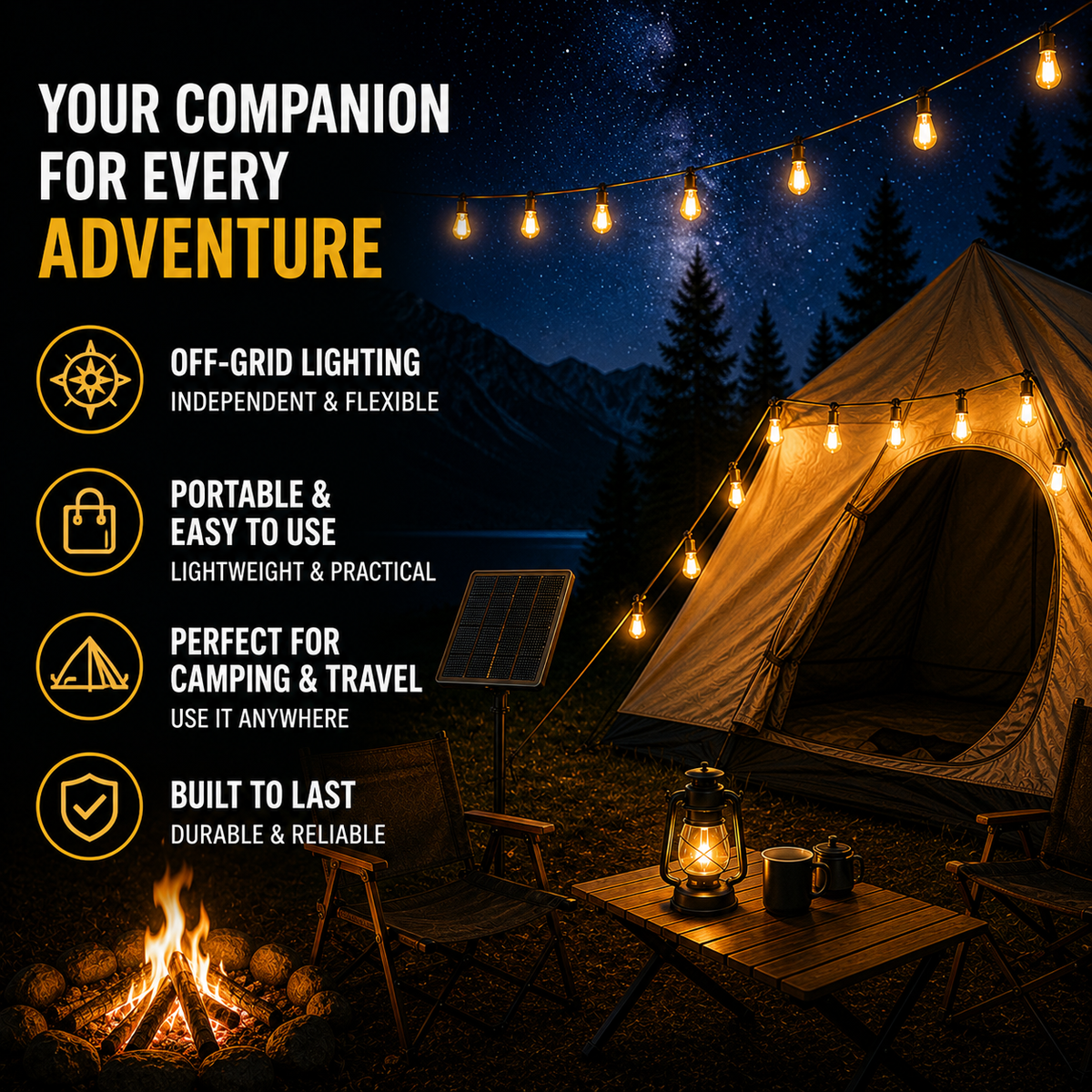 Vintage Camping-Lichterkette