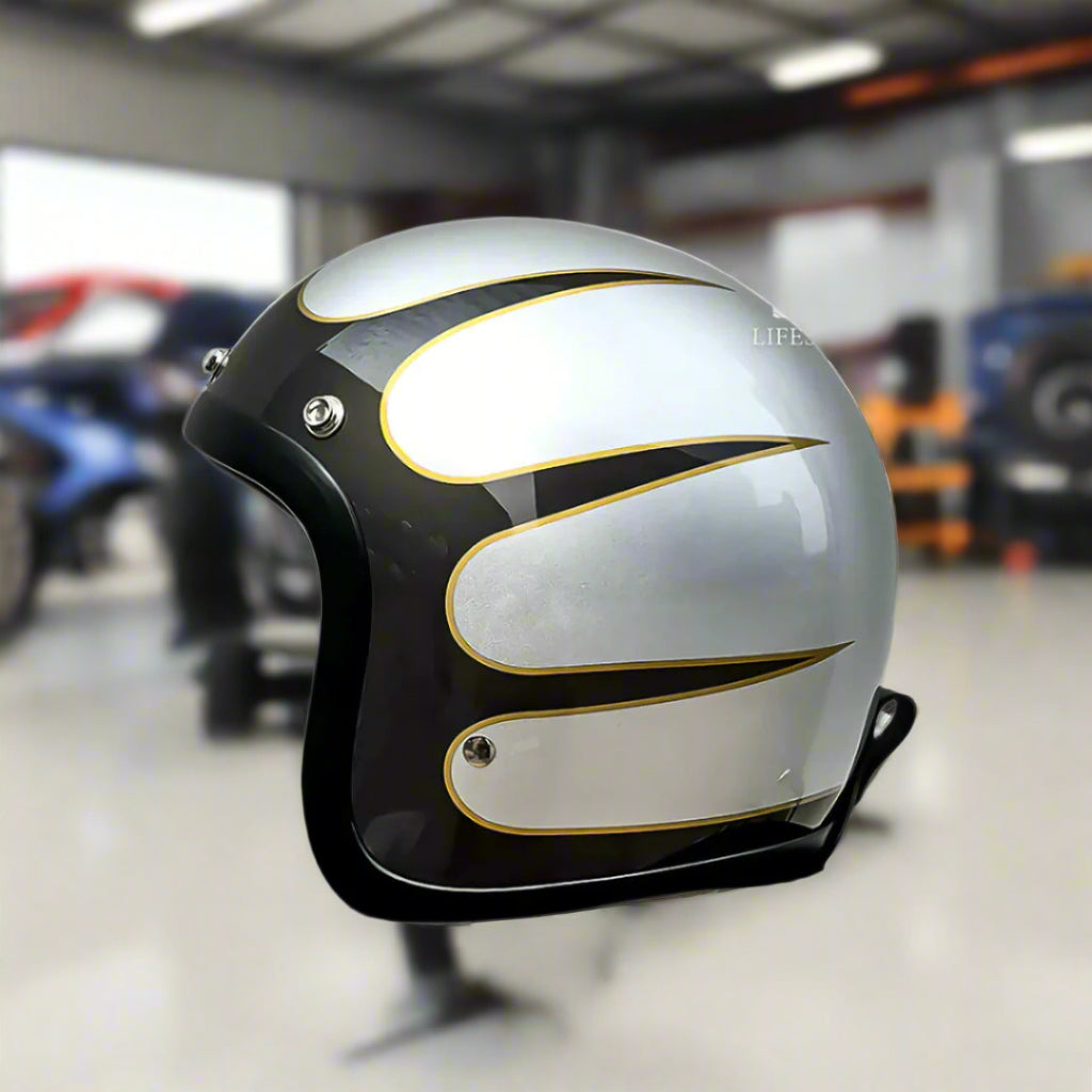 Vintage-Motorradhelm mit flachem Profil, DOT- und ECE-zertifiziert