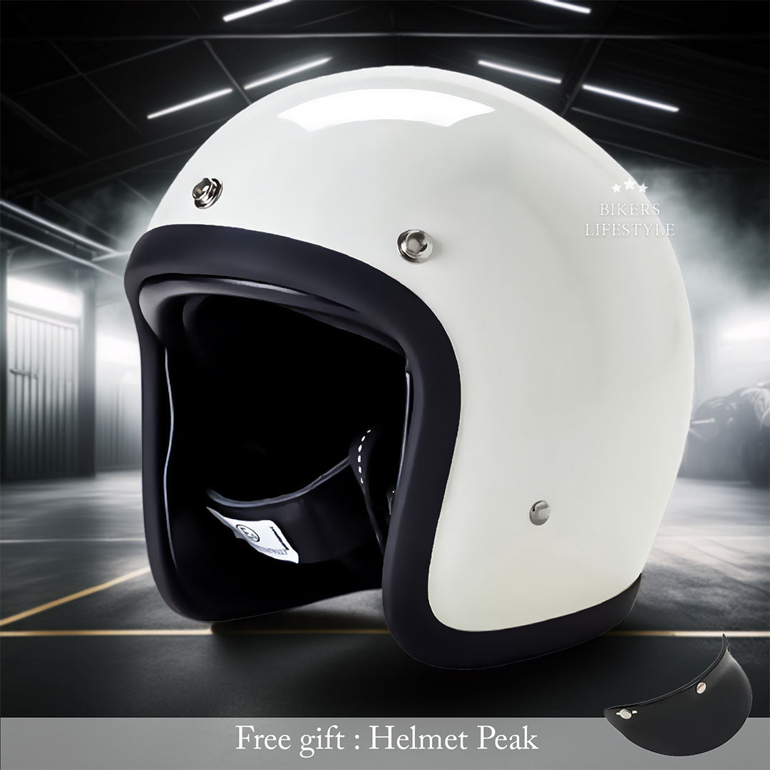 Vintage-Motorradhelm mit flachem Profil, DOT- und ECE-zertifiziert