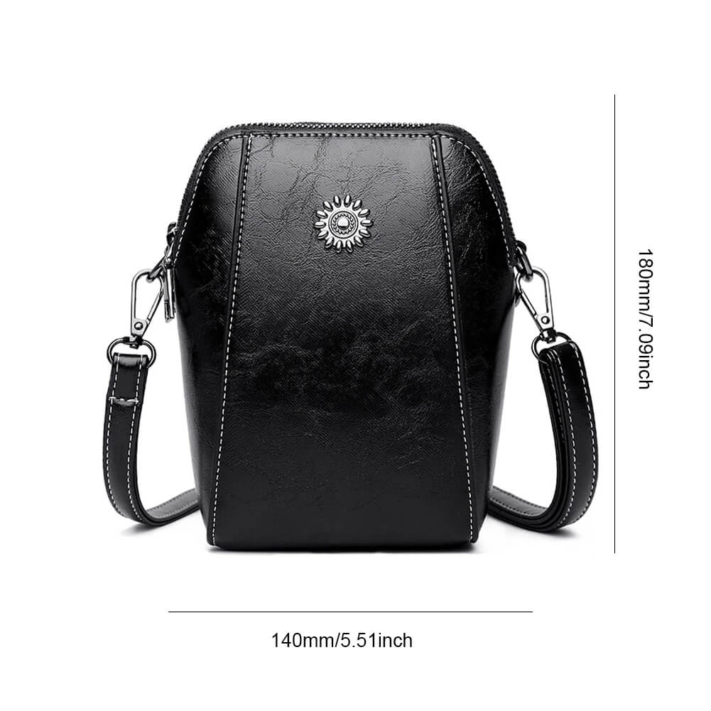 Vintage Damen Leder Crossbody Tasche - Verstellbarer Schultergurt, kompaktes Design und eleganter Stil