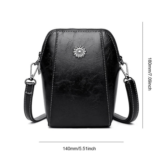 Vintage Damen Leder Crossbody Tasche - Verstellbarer Schultergurt, kompaktes Design und eleganter Stil