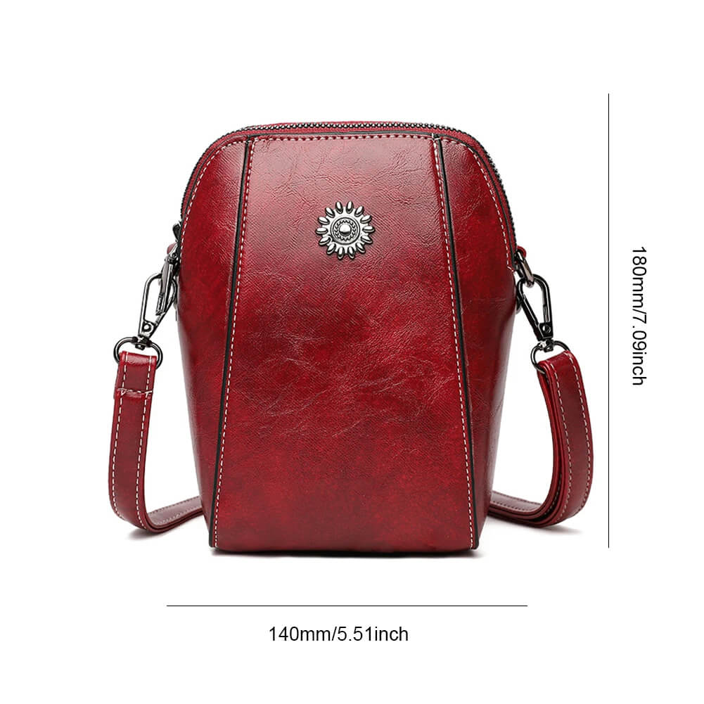 Vintage Damen Leder Crossbody Tasche - Verstellbarer Schultergurt, kompaktes Design und eleganter Stil