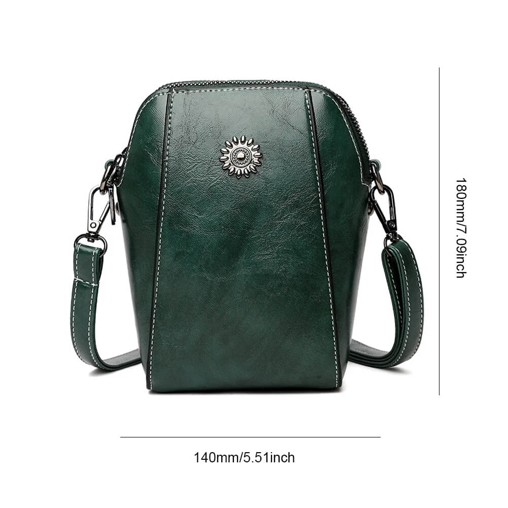 Vintage Damen Leder Crossbody Tasche - Verstellbarer Schultergurt, kompaktes Design und eleganter Stil