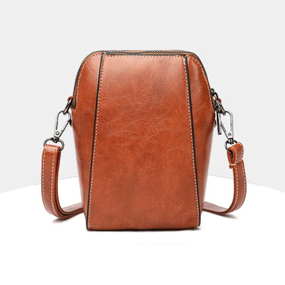 Vintage Damen Leder Crossbody Tasche - Verstellbarer Schultergurt, kompaktes Design und eleganter Stil