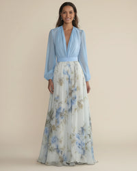 Maxikleid für Damen in A-Linie mit Blumenmuster