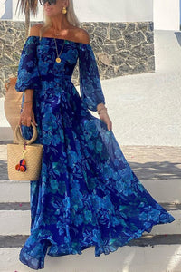 Schulterfreies Damen-Maxikleid mit Blumenmuster für Brautmütter