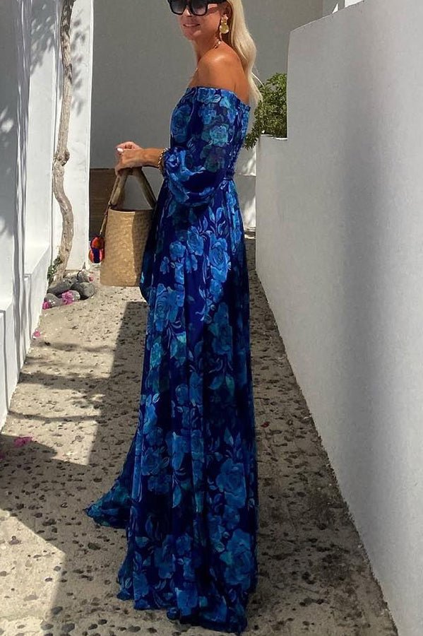 Schulterfreies Damen-Maxikleid mit Blumenmuster für Brautmütter