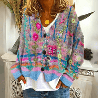 Damen-Cardigan mit Blumenmuster und Knöpfen