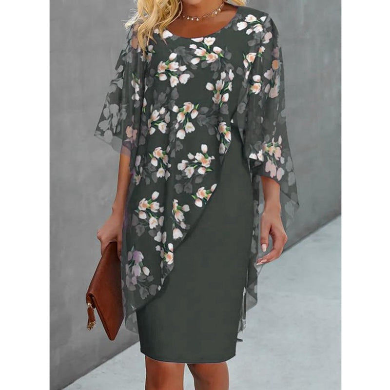Damen-Mikleid mit Blumenmuster