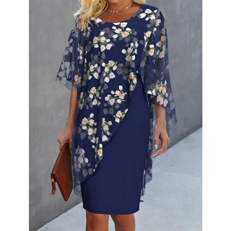 Damen-Mikleid mit Blumenmuster