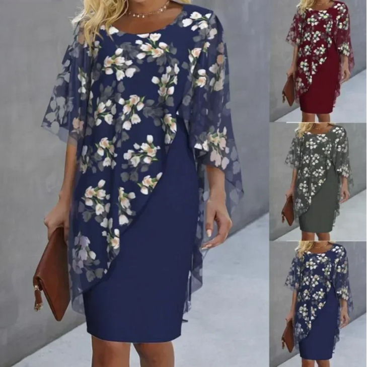 Damen-Mikleid mit Blumenmuster