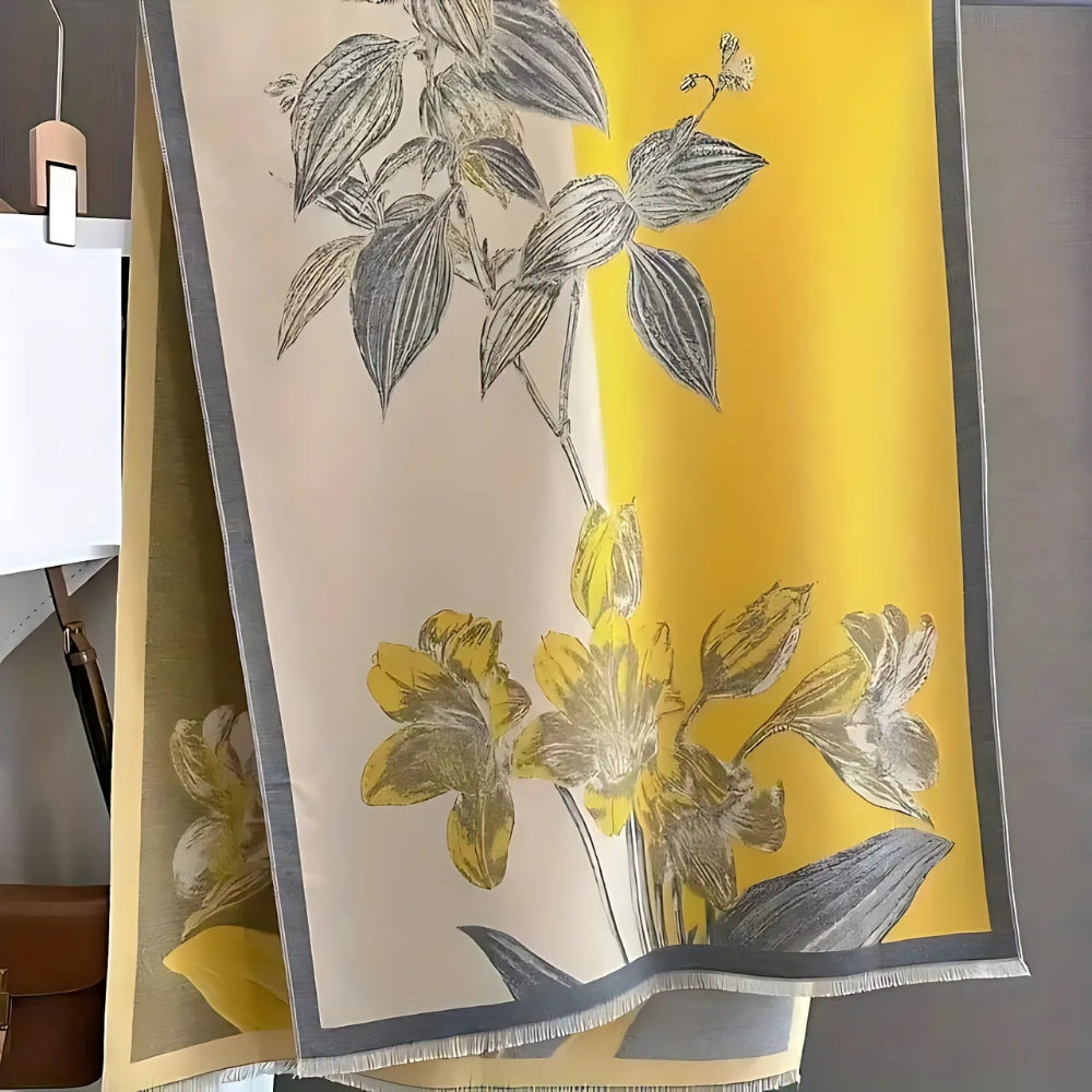 Gewebter Schal und Tuch mit Blumenmuster