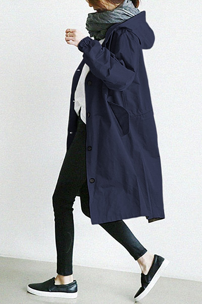 Wasserdichter Regenmantel im Trenchcoat-Stil mit Kapuze - Leicht und elegant