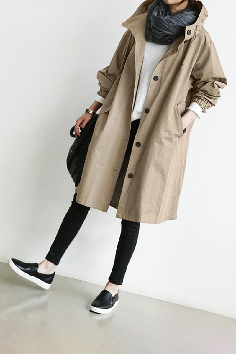 Wasserdichter Regenmantel im Trenchcoat-Stil mit Kapuze - Leicht und elegant