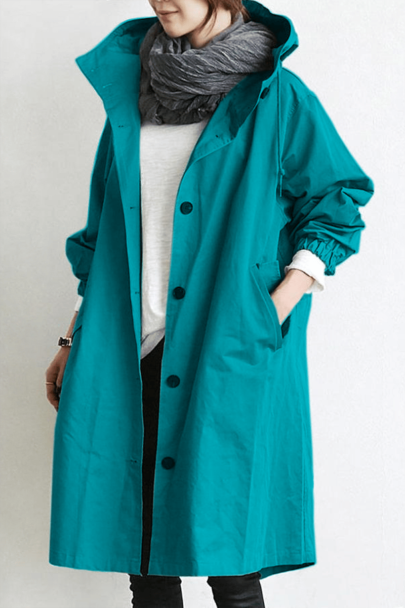 Wasserdichter Regenmantel im Trenchcoat-Stil mit Kapuze - Leicht und elegant