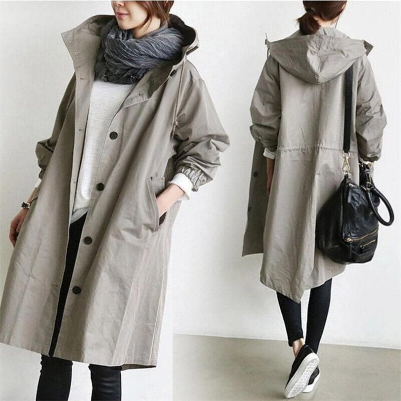 Wasserdichter Regenmantel im Trenchcoat-Stil mit Kapuze - Leicht und elegant