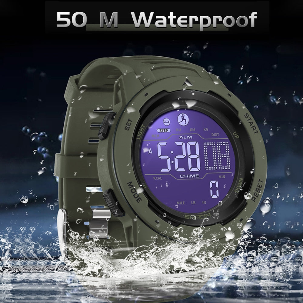 Wasserdichte militärische Digitaluhr mit Schrittzähler
