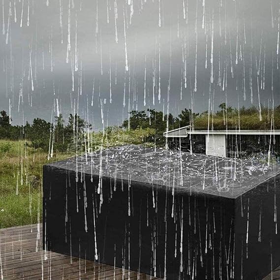 Wasserdichte Gartenmöbelabdeckung aus schwarzem Polyester