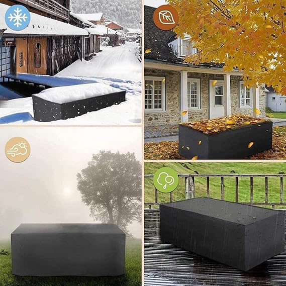 Wasserdichte Gartenmöbelabdeckung aus schwarzem Polyester