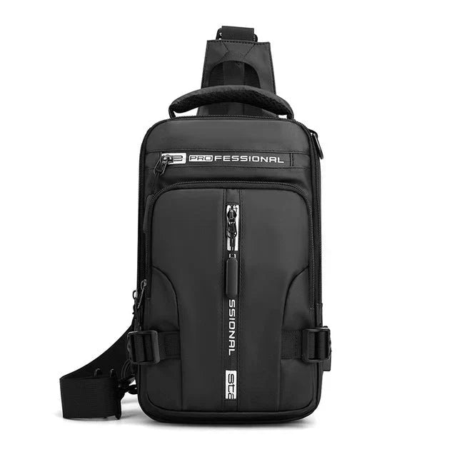 Wasserdichte, diebstahlsichere Herren-Schultertasche mit USB-Ladeanschluss