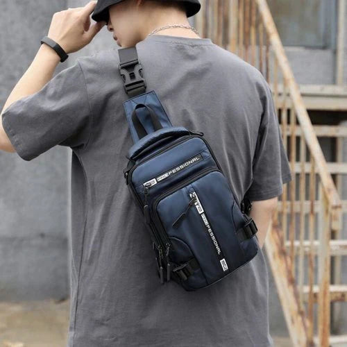 Wasserdichte, diebstahlsichere Herren-Schultertasche mit USB-Ladeanschluss