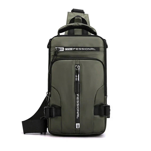 Wasserdichte, diebstahlsichere Herren-Schultertasche mit USB-Ladeanschluss