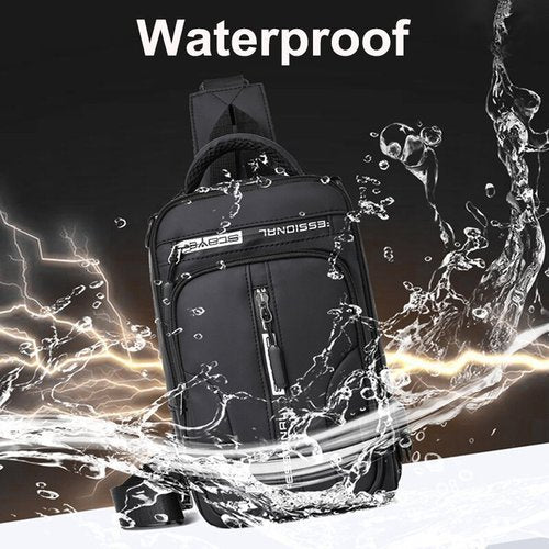 Wasserdichte, diebstahlsichere Herren-Schultertasche mit USB-Ladeanschluss