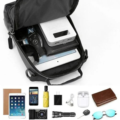Wasserdichte, diebstahlsichere Herren-Schultertasche mit USB-Ladeanschluss