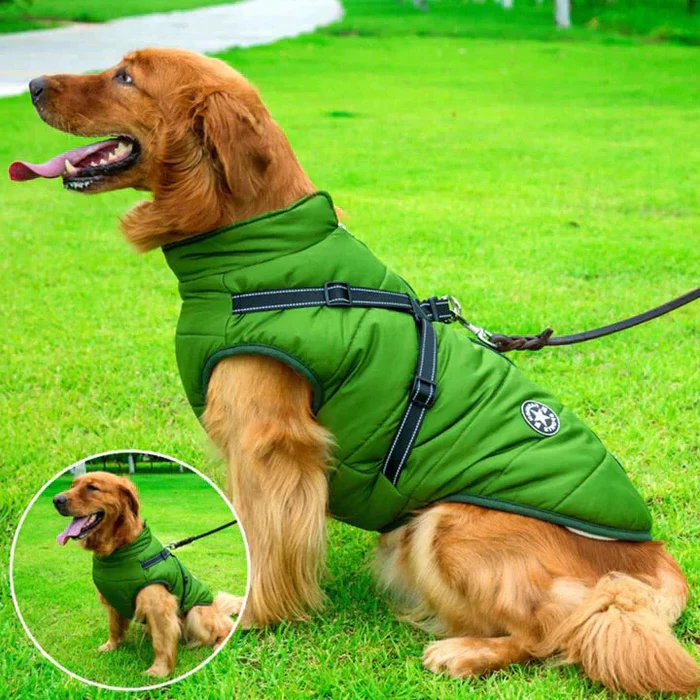 Wasserdichte Winter-Hundejacke - Mit Sherpa-Fleece-Futter - Mit integriertem Geschirr - Ideal für die kalten Monate
